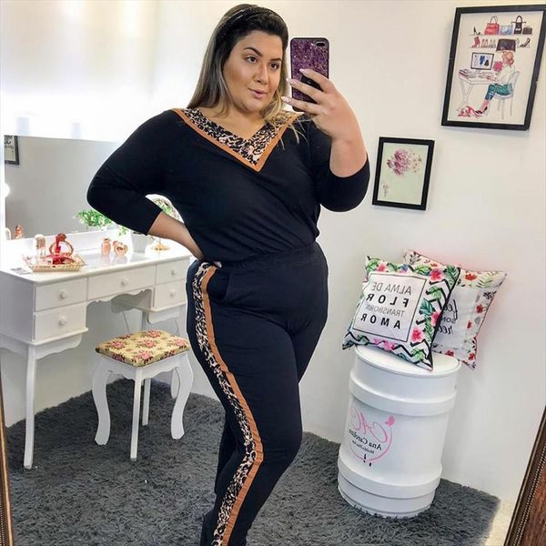 6xl plus size two womens pants piece set autumn sport tracksuits leopard print v neck long sleeve t shirt and, White
6xl plus size two womens pants piece set autumn sport tracksuits leopard print v neck long sleeve t shirt and, White
