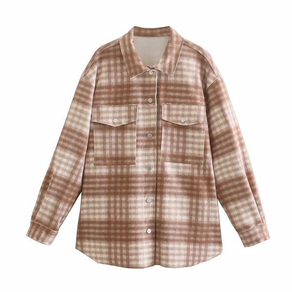 women fashion za plaid shirt coat stylish long sleeve turn-down collar warm oversize long outwear single breasted chic 210521, White
women fashion za plaid shirt coat stylish long sleeve turn-down collar warm oversize long outwear single breasted chic 210521, White