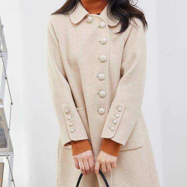 women's wool & blends 2021 autumn and winter double-sided ni cashmere coat lapel medium long loose thickened tweed women, Black
women's wool & blends 2021 autumn and winter double-sided ni cashmere coat lapel medium long loose thickened tweed women, Black