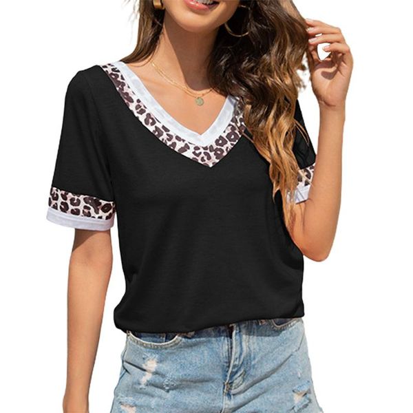 women's t-shirt women fashion short sleeve loose pullover ladies v neck splicing female tee shirt woman clothing, White
women's t-shirt women fashion short sleeve loose pullover ladies v neck splicing female tee shirt woman clothing, White