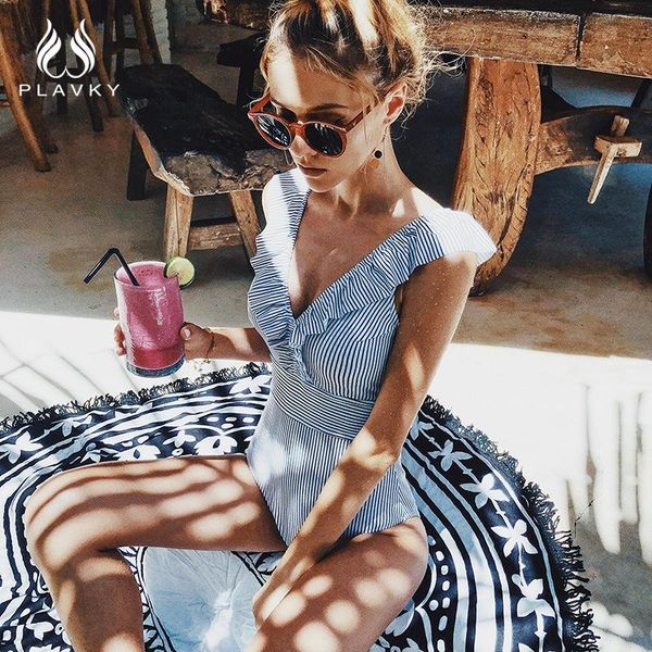 women's swimwear swimsuit 2021 one piece high waisted bikini striped ruffle backless, White;black
women's swimwear swimsuit 2021 one piece high waisted bikini striped ruffle backless, White;black
