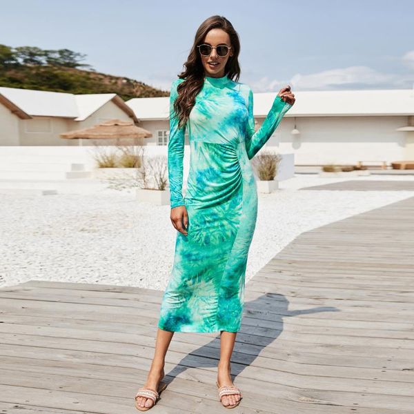 casual dresses autumn half high collar long sleeve slim stretchy dress women tie-dye print pleated package hip robe maxi party vestidos, Black;gray
casual dresses autumn half high collar long sleeve slim stretchy dress women tie-dye print pleated package hip robe maxi party vestidos, Black;gray