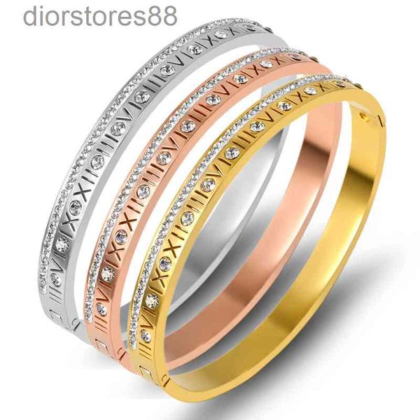 bangles bracelet popular style titanium steel roman digital diamond inlaid buckle stainless jewelry, Black
bangles bracelet popular style titanium steel roman digital diamond inlaid buckle stainless jewelry, Black