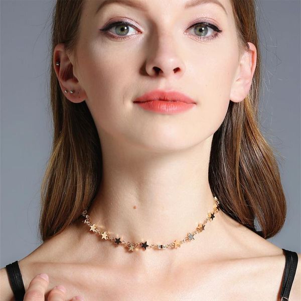 chains fashion gold color star women's chain necklace aesthetic female choker necklaces simple ladies pentagon-star jewelry gifts, Silver
chains fashion gold color star women's chain necklace aesthetic female choker necklaces simple ladies pentagon-star jewelry gifts, Silver