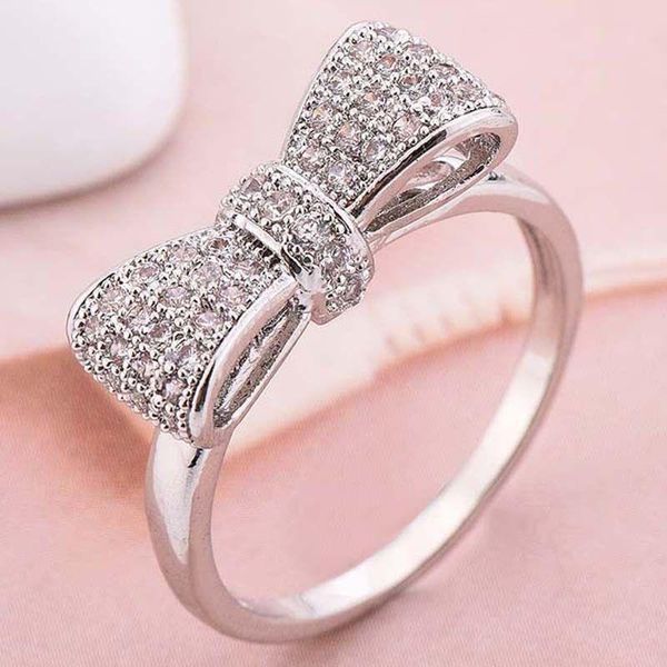 wedding rings women fashion white bow ring engagement jewelry gift luxury bridal jewelly, Slivery;golden 
wedding rings women fashion white bow ring engagement jewelry gift luxury bridal jewelly, Slivery;golden