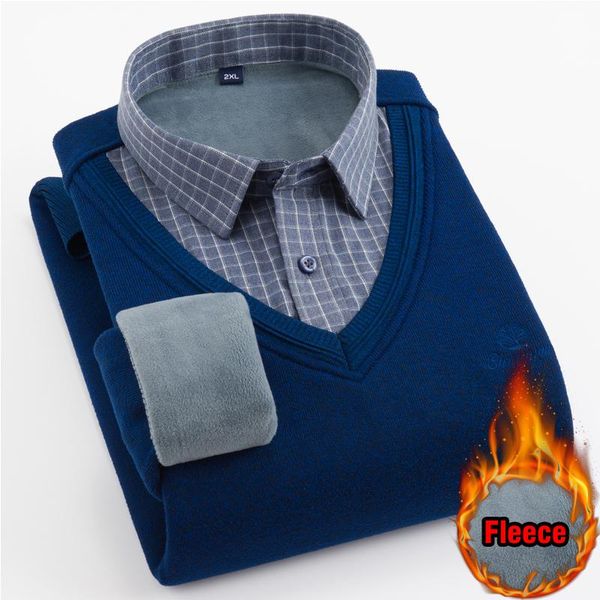 men's sweaters winter fleece sweater 6xl 7xl oversize v-neck fake two-piece knitted pullover plus size fashion casual brand male clothi, White;black
men's sweaters winter fleece sweater 6xl 7xl oversize v-neck fake two-piece knitted pullover plus size fashion casual brand male clothi, White;black