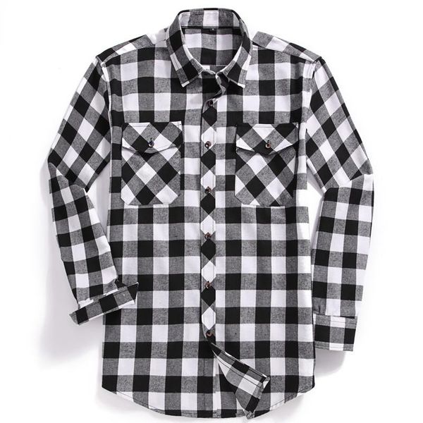 men's casual shirts classic checkered flannel plaid shirt button up long-sleeved 2 chest pockets adjustable cuffs, White;black
men's casual shirts classic checkered flannel plaid shirt button up long-sleeved 2 chest pockets adjustable cuffs, White;black
