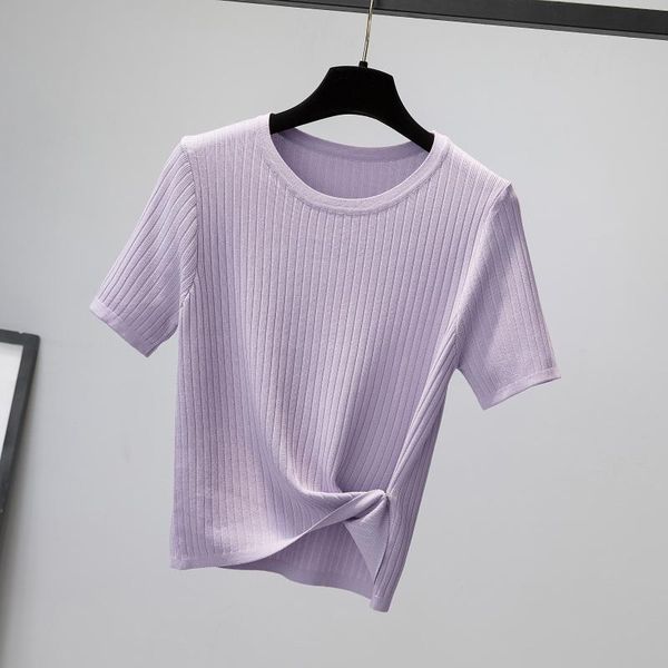 women's t-shirt knitting t shirt womens summer o neck slim thin short sleeve knitted female shirring solid simple casual tee, White
women's t-shirt knitting t shirt womens summer o neck slim thin short sleeve knitted female shirring solid simple casual tee, White
