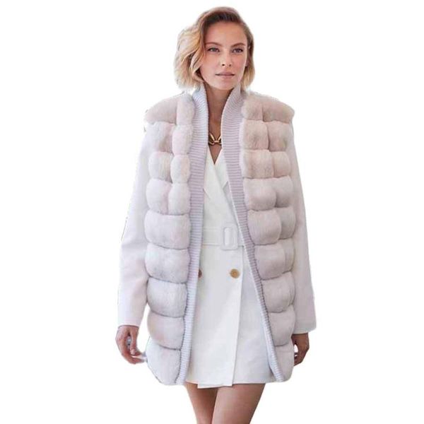 women's fur & faux jacket women real rex coat elegant white jackets with knitted trims 80 cm long, Black
women's fur & faux jacket women real rex coat elegant white jackets with knitted trims 80 cm long, Black