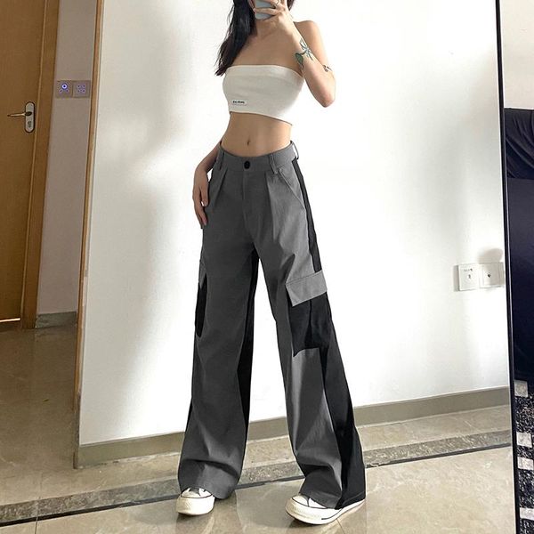 women's pants & capris 90s streetwear baggy wide leg cargo women techwear contrast patchwork korean fashion low waist trousers harajuku, Black;white
women's pants & capris 90s streetwear baggy wide leg cargo women techwear contrast patchwork korean fashion low waist trousers harajuku, Black;white