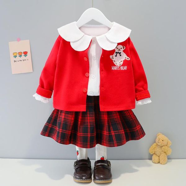 spring plaid skirt girl sets preppy style toddler cardigan white blouse+cartoon coat+skirts three piece cotton baby outfit clothing
spring plaid skirt girl sets preppy style toddler cardigan white blouse+cartoon coat+skirts three piece cotton baby outfit clothing