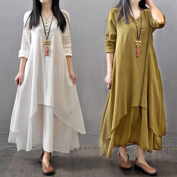 spring summer womens dresses women long cotton linen dress white plus size false two pieces o neck maxi office loose, Black;gray
spring summer womens dresses women long cotton linen dress white plus size false two pieces o neck maxi office loose, Black;gray