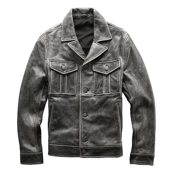 gray men vintage thick cow skin motorcycle leather jacket fashion single-breasted soft cowhide biker jackets winter coats men's & faux, Black
gray men vintage thick cow skin motorcycle leather jacket fashion single-breasted soft cowhide biker jackets winter coats men's & faux, Black
