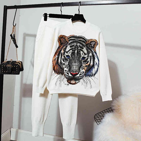 women's two piece pants conjunto de malha feminino + calças soltas, conjunto 2 peças agasalho quente com miçangas, para primavera e out, White
women's two piece pants conjunto de malha feminino + calças soltas, conjunto 2 peças agasalho quente com miçangas, para primavera e out, White