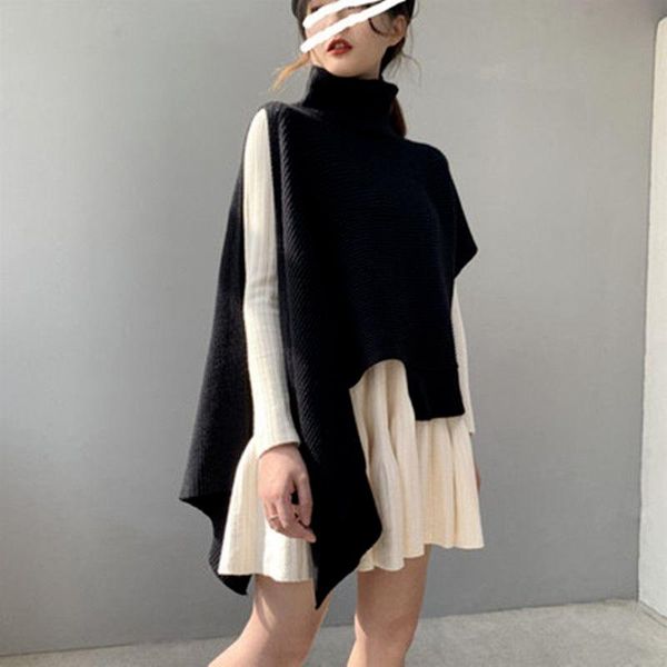 women's sweaters asymetrical sleeveless knitted women sweater vest autumn winter 2021 turtleneck loose solid black female pulls outwear, White;black
women's sweaters asymetrical sleeveless knitted women sweater vest autumn winter 2021 turtleneck loose solid black female pulls outwear, White;black