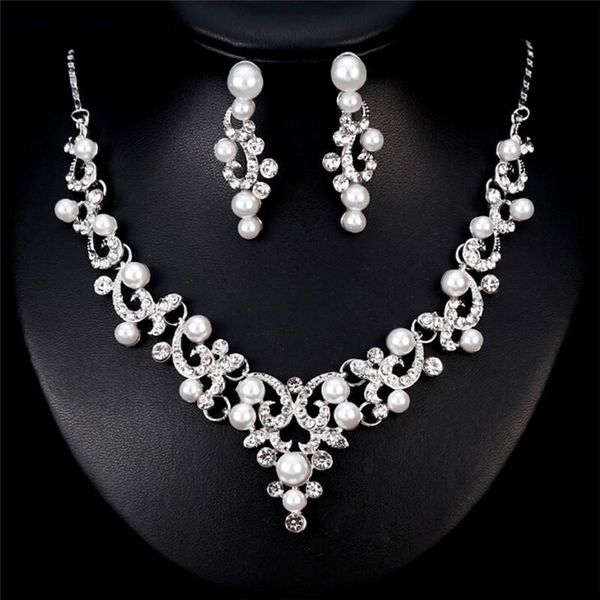 earrings & necklace 1set fashion rhinestone faux pearl women bride jewelry set gift, Silver
earrings & necklace 1set fashion rhinestone faux pearl women bride jewelry set gift, Silver