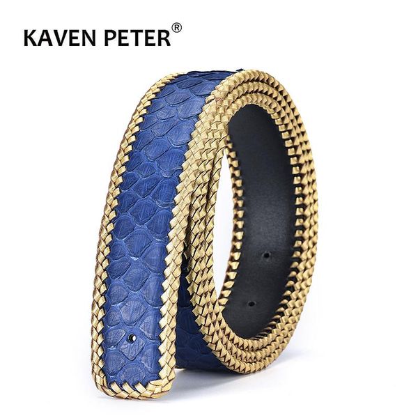 real python skin leather belts without buckle 3.8 cm width fashion weaving braided luxury mens waist blue, Black;brown
real python skin leather belts without buckle 3.8 cm width fashion weaving braided luxury mens waist blue, Black;brown