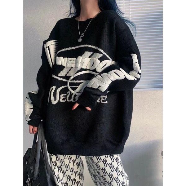 women's sweaters autumn 2021 street fashion sweater western style wear retro temperament fried age-reducing knitted pullover, White;black
women's sweaters autumn 2021 street fashion sweater western style wear retro temperament fried age-reducing knitted pullover, White;black