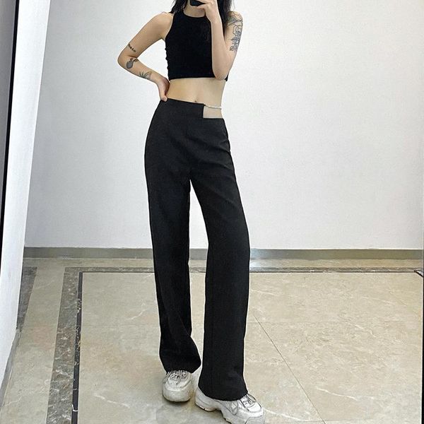 women's pants & capris design sense drill strip decoration waist straight casual women 2021 summer wear, Black;white
women's pants & capris design sense drill strip decoration waist straight casual women 2021 summer wear, Black;white