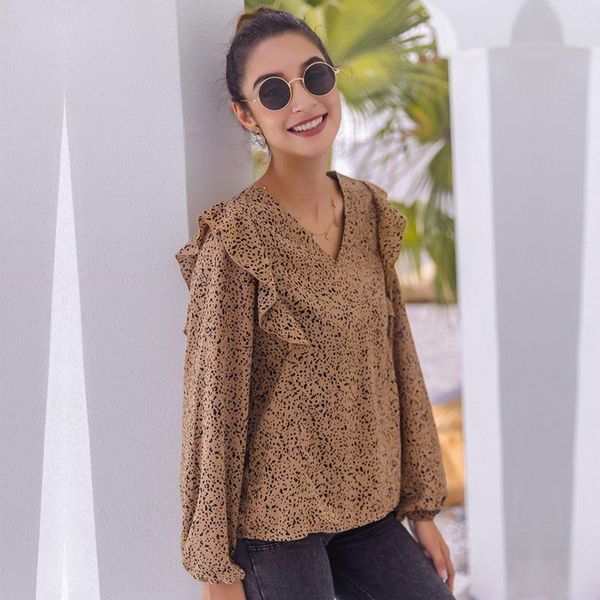 women's blouses & shirts ladies oversized v neck printed slim long sleeve 2021 spring summer causal ruffle print female, White
women's blouses & shirts ladies oversized v neck printed slim long sleeve 2021 spring summer causal ruffle print female, White