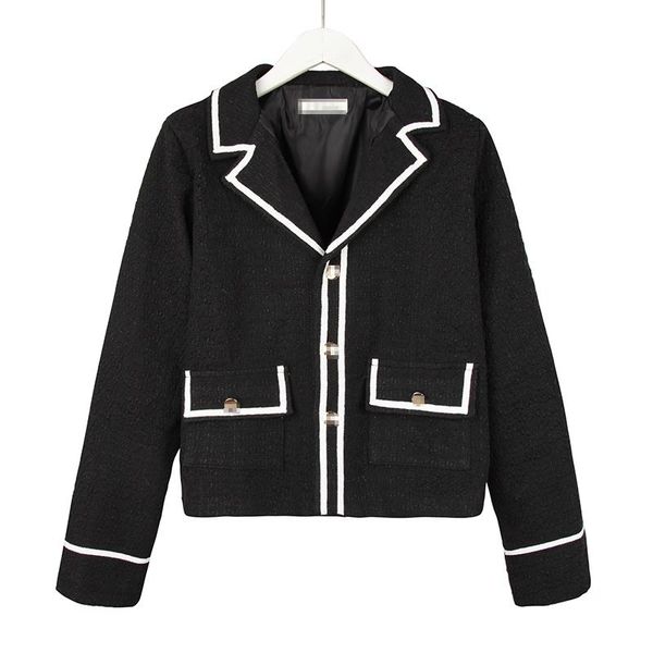 women's jackets matching stripe suit collar single breasted cardigan 2021 autumn winter short slim long sleeve small coat, Black;brown
women's jackets matching stripe suit collar single breasted cardigan 2021 autumn winter short slim long sleeve small coat, Black;brown