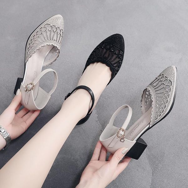sandals summer women's middle heel 2021 hollow shoes thick diamond mesh mother single, Black
sandals summer women's middle heel 2021 hollow shoes thick diamond mesh mother single, Black