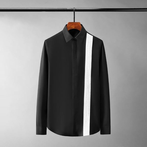 men's casual shirts contrast color male luxury long sleeve splicing mens dress fashion slim fit party man 4xl, White;black
men's casual shirts contrast color male luxury long sleeve splicing mens dress fashion slim fit party man 4xl, White;black