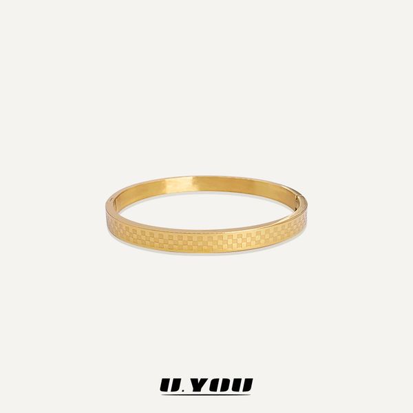 excellent jewelry rhombic lattice steel personalized k gold opening fashion simple superimposed frosted bracelet, Black
excellent jewelry rhombic lattice steel personalized k gold opening fashion simple superimposed frosted bracelet, Black