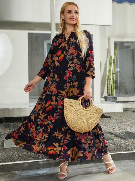 plus size dresses 2021 spring autumn woman dress cotton v neck floral print retro loose oversized maxi long 4xl 5xl women clothing, Black
plus size dresses 2021 spring autumn woman dress cotton v neck floral print retro loose oversized maxi long 4xl 5xl women clothing, Black