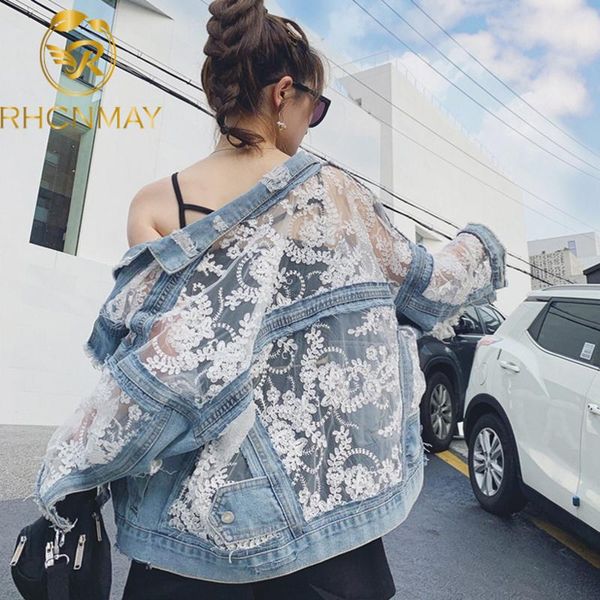 summer long sleeve large size jeans jackets women's coat loose lace stitching perspective jacket, Black;brown
summer long sleeve large size jeans jackets women's coat loose lace stitching perspective jacket, Black;brown