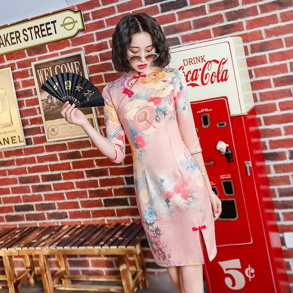 ethnic clothing retro print chinese style women half sleeve qipao dress mini cheongsam mandarin collar novelty elegant lady party, Red
ethnic clothing retro print chinese style women half sleeve qipao dress mini cheongsam mandarin collar novelty elegant lady party, Red