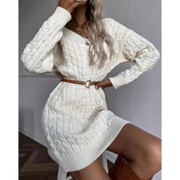 casual dresses woman dress autumn winter sweater solid color v neck knitted mini loose elegant thick warm, Black;gray
casual dresses woman dress autumn winter sweater solid color v neck knitted mini loose elegant thick warm, Black;gray