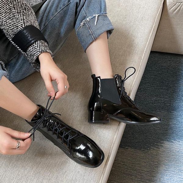 dress shoes spring/autumn 2021 lace-up boots wild fashion women's leather ankle chunky heel single x041, Black
dress shoes spring/autumn 2021 lace-up boots wild fashion women's leather ankle chunky heel single x041, Black