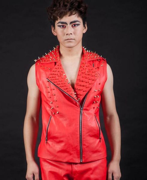 men's vests england black red rivets oblique zipper singer stage leather vest men brand roupas masculinas tank 2xl customizable, Black;white
men's vests england black red rivets oblique zipper singer stage leather vest men brand roupas masculinas tank 2xl customizable, Black;white