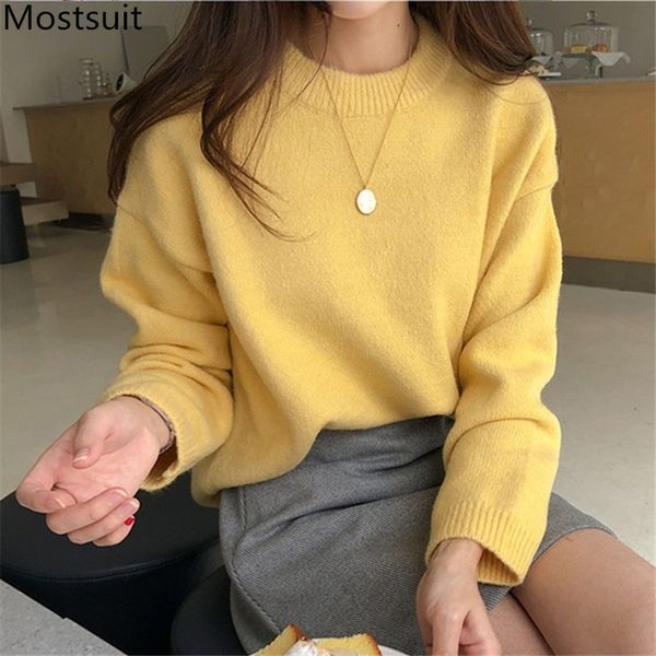 autumn winter korean casual fashion pullovers sweaters women long sleeve o-neck loose female femme 210518, White;black
autumn winter korean casual fashion pullovers sweaters women long sleeve o-neck loose female femme 210518, White;black