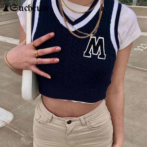 women's sweaters letter printed y2k knitted cropped v-neck summer streetwear skinny sweater vest korean preppy style 90s knit, White;black
women's sweaters letter printed y2k knitted cropped v-neck summer streetwear skinny sweater vest korean preppy style 90s knit, White;black