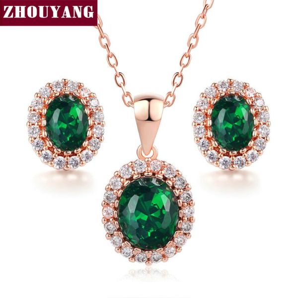 earrings & necklace zhouyang zys106 rose gold color created green austrian crystal jewelry set with 2 pcs eearrings +, Silver
earrings & necklace zhouyang zys106 rose gold color created green austrian crystal jewelry set with 2 pcs eearrings +, Silver