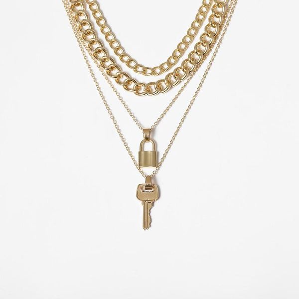 chains layered punk cuban link chain necklace for women thick choker padlock key pendants separate set lock gift, Silver
chains layered punk cuban link chain necklace for women thick choker padlock key pendants separate set lock gift, Silver