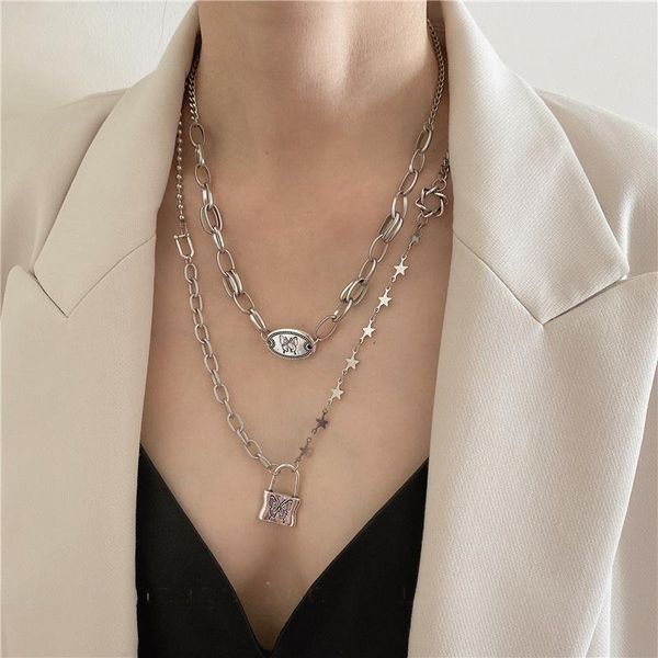 creative retro butterfly print coin lock pendant necklaces for women silver color star linked chain multilayers chokers necklace
creative retro butterfly print coin lock pendant necklaces for women silver color star linked chain multilayers chokers necklace