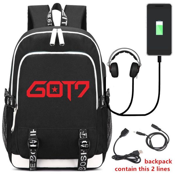 backpack got7 idol team rucksack bag w/ usb fashion port / lock headphone interface students book laptop
backpack got7 idol team rucksack bag w/ usb fashion port / lock headphone interface students book laptop