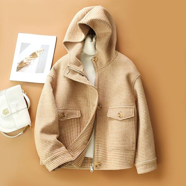 women's wool & blends high-quality double-sided coat college style short jacket 2021 autumn and winter woolen overcoat female, Black
women's wool & blends high-quality double-sided coat college style short jacket 2021 autumn and winter woolen overcoat female, Black