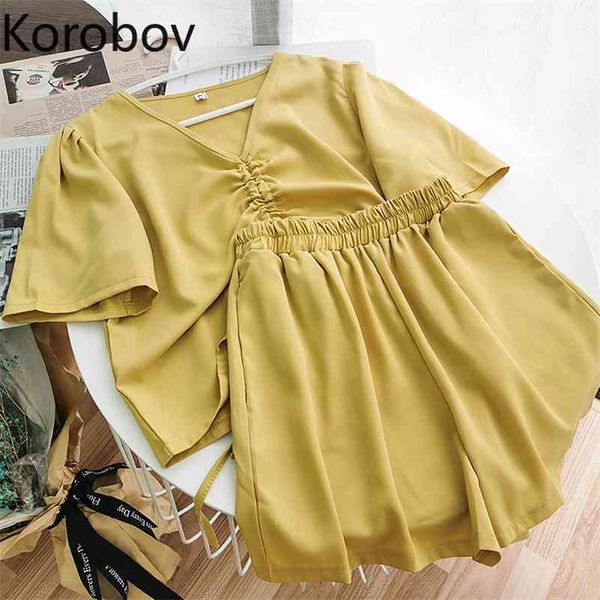 korobov summer new chic women outfits korean sweet v neck short sleeve drawstring blouses and shorts 2 pcs sets suit 210430, White
korobov summer new chic women outfits korean sweet v neck short sleeve drawstring blouses and shorts 2 pcs sets suit 210430, White