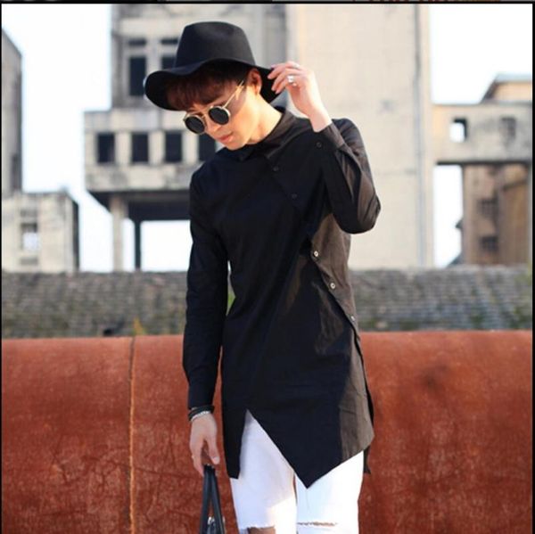 men's spring long shirt tide fashion hairstylist nightclub irregular singer stage costumes plus size clothing casual shirts, White;black
men's spring long shirt tide fashion hairstylist nightclub irregular singer stage costumes plus size clothing casual shirts, White;black