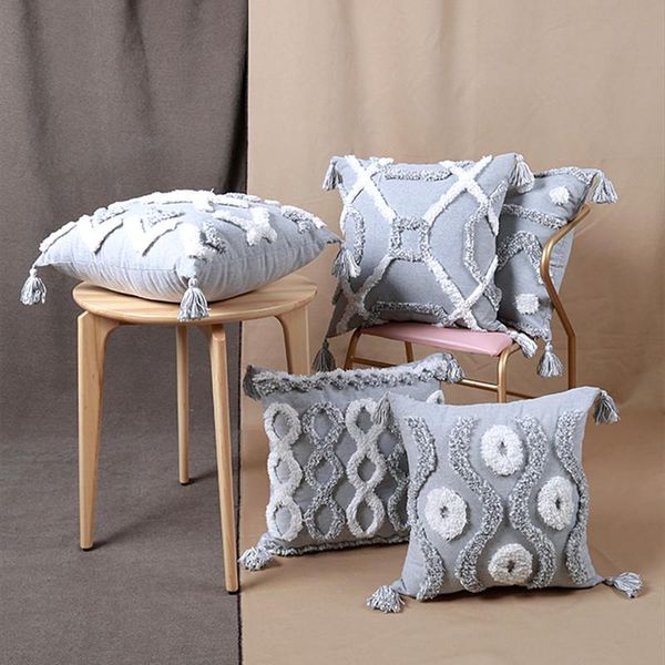 cushion/decorative pillow grey geometric embroidery cushion cover tassels home decor tufted 45x45cm sofa pillowcase sham
cushion/decorative pillow grey geometric embroidery cushion cover tassels home decor tufted 45x45cm sofa pillowcase sham