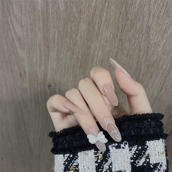 false nails 362-milk tea bowknot fake nail sheet wearing sticker finished 24 pieces, Red;gold
false nails 362-milk tea bowknot fake nail sheet wearing sticker finished 24 pieces, Red;gold