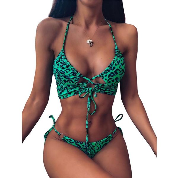 women's swimwear 2pcs summer leopard bikini set split swimsuit lace-up backless two piece bathing suit with chest pad, White;black
women's swimwear 2pcs summer leopard bikini set split swimsuit lace-up backless two piece bathing suit with chest pad, White;black