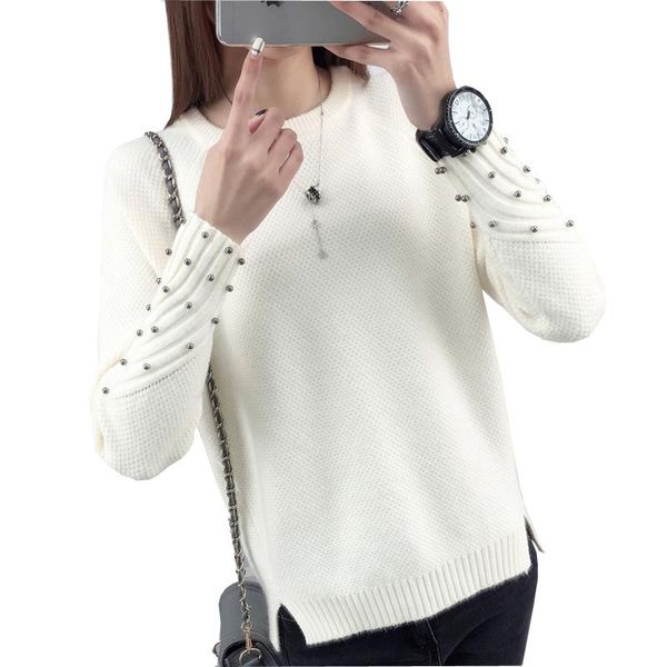 women's sweaters women autumn winter cashmere blended pullover o-neck long sleeve beading bottoming jumpers knitted sweater, White;black
women's sweaters women autumn winter cashmere blended pullover o-neck long sleeve beading bottoming jumpers knitted sweater, White;black
