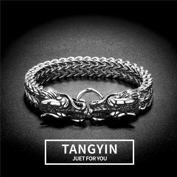 men's pure stainless steel bracelet double wolf head dragon retro punk style titanium bracelets charm, Golden;silver
men's pure stainless steel bracelet double wolf head dragon retro punk style titanium bracelets charm, Golden;silver