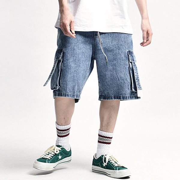men's jeans patchwork multi-pocket denim shorts men streetwear baggy wide-leg short elastic waist knee-length pants, Blue
men's jeans patchwork multi-pocket denim shorts men streetwear baggy wide-leg short elastic waist knee-length pants, Blue