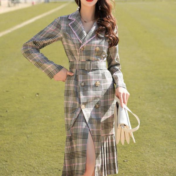 casual dresses retro suit dress female 2021 spring style professional ol double breasted slim plaid pleated r10, Black;gray
casual dresses retro suit dress female 2021 spring style professional ol double breasted slim plaid pleated r10, Black;gray